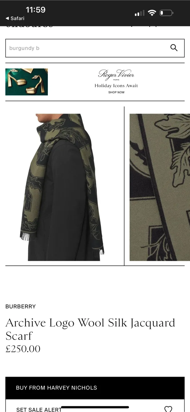 Burberry Fern Green Logo Oak Leaf Wool Football Scarf image indicator(3)