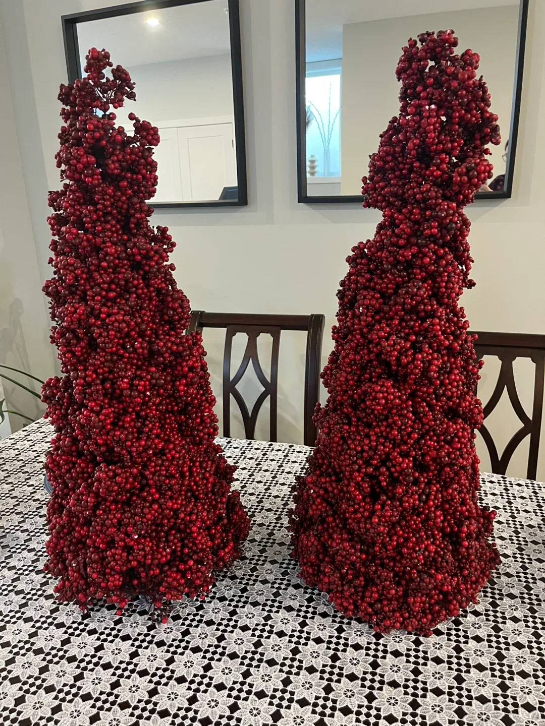 Red Berry Christmas Tree Decorations - Set of 2
