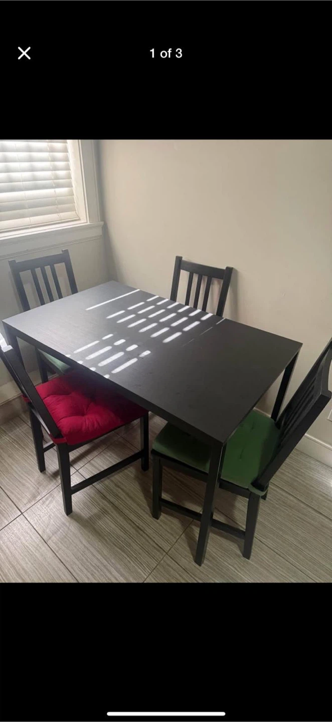 Black Dining Table with 4 Chairs