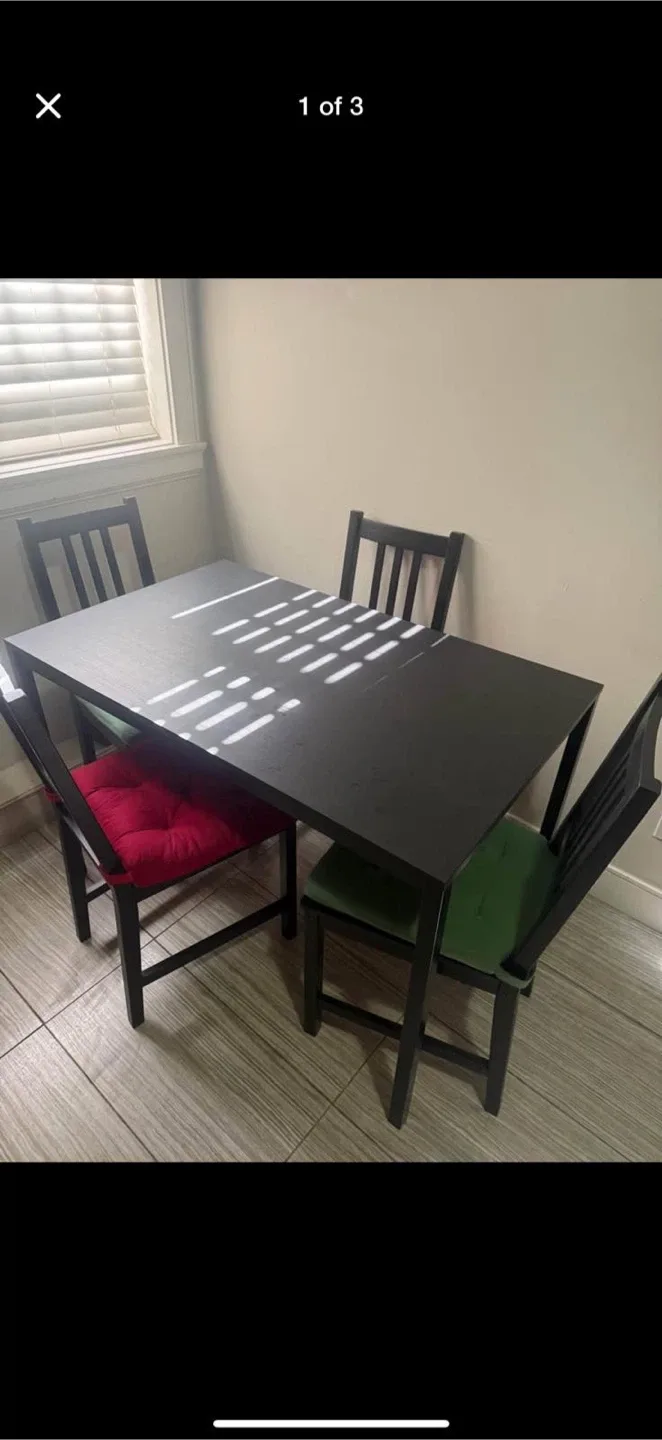 Black Dining Table with 4 Chairs