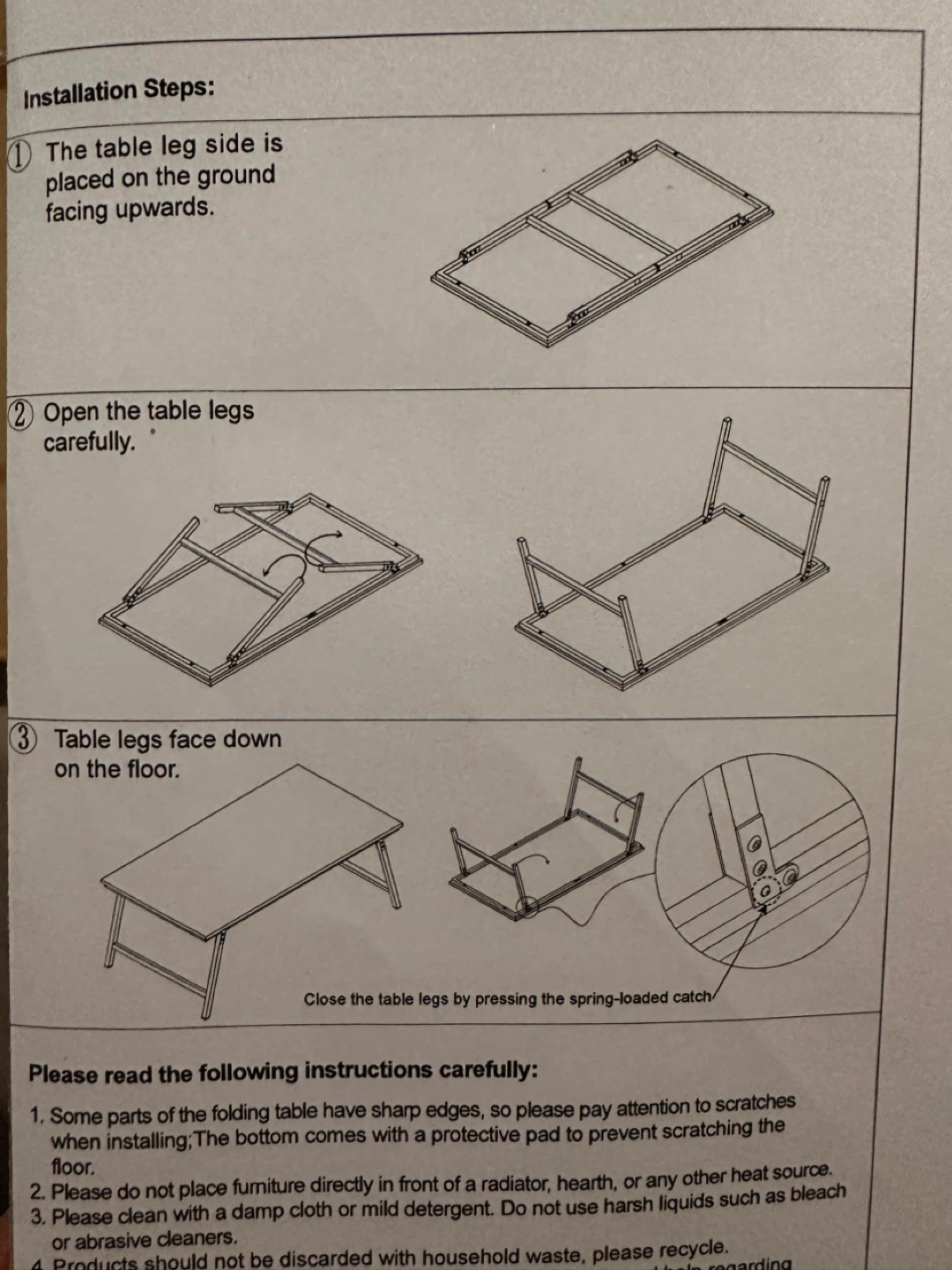 Folding Coffee Table - Black - 112x61.5x9cm - photo 3