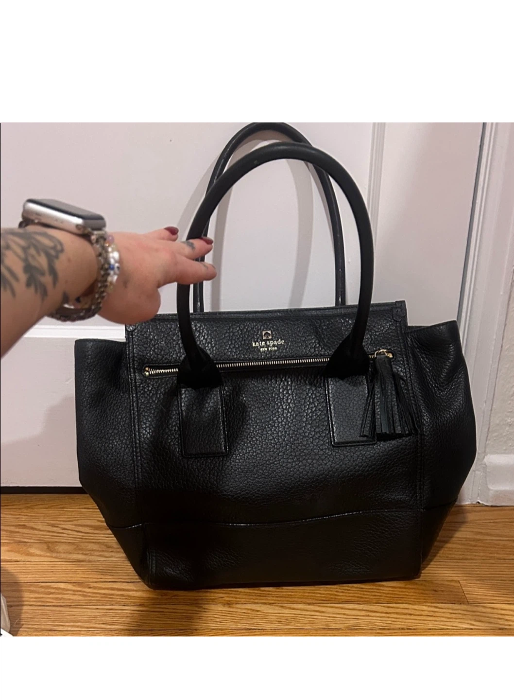 Kate Spade Black Leather Tote Bag