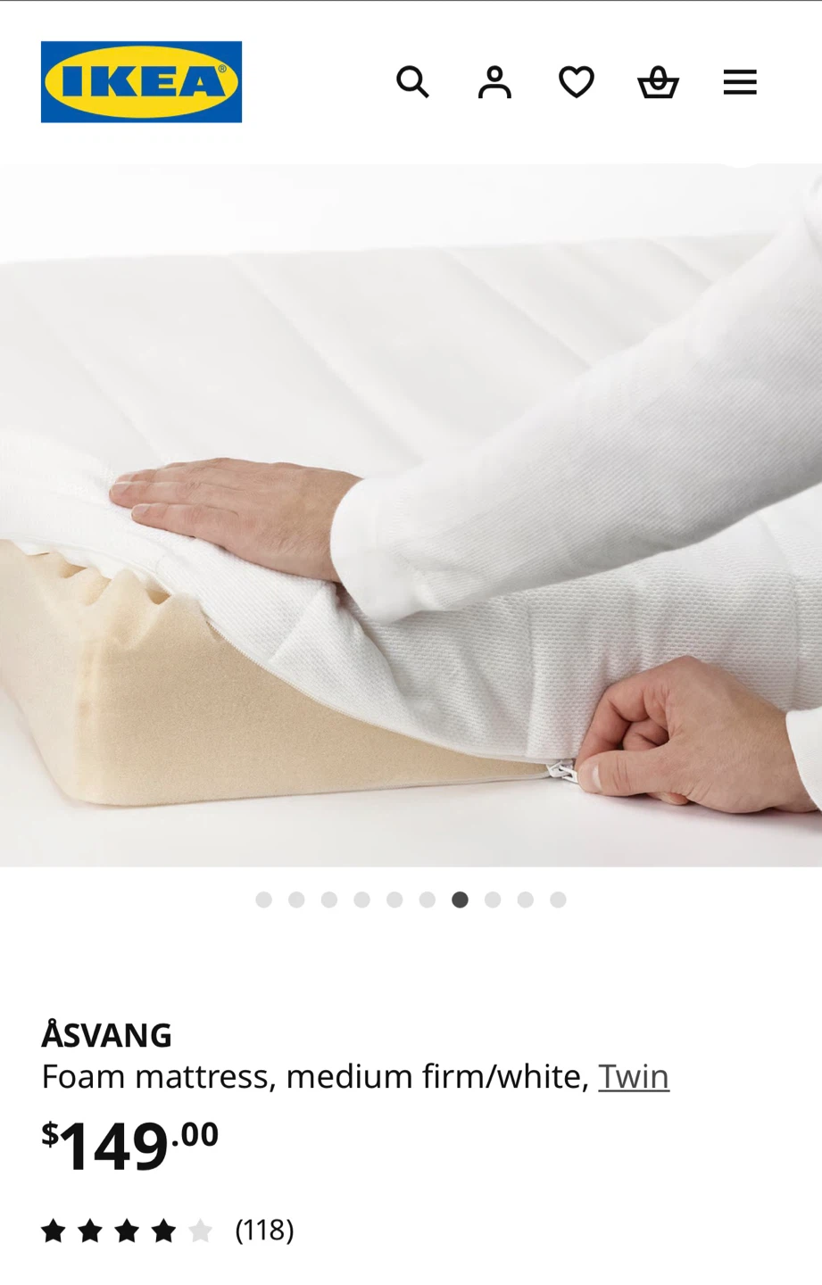 IKEA ÅSVANG Twin Foam Mattress - Medium Firm - photo 2