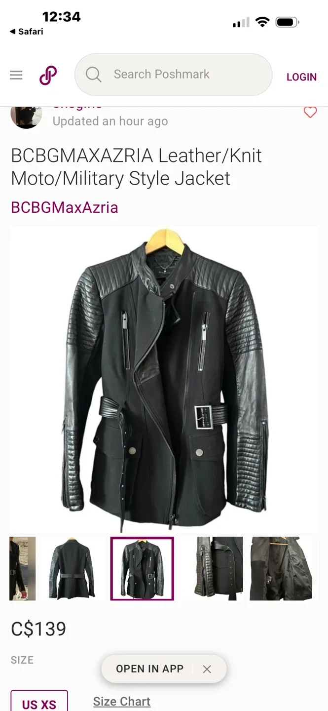 BCBGMAXAZRIA Leather/Knit Moto Jacket, XS image indicator(2)