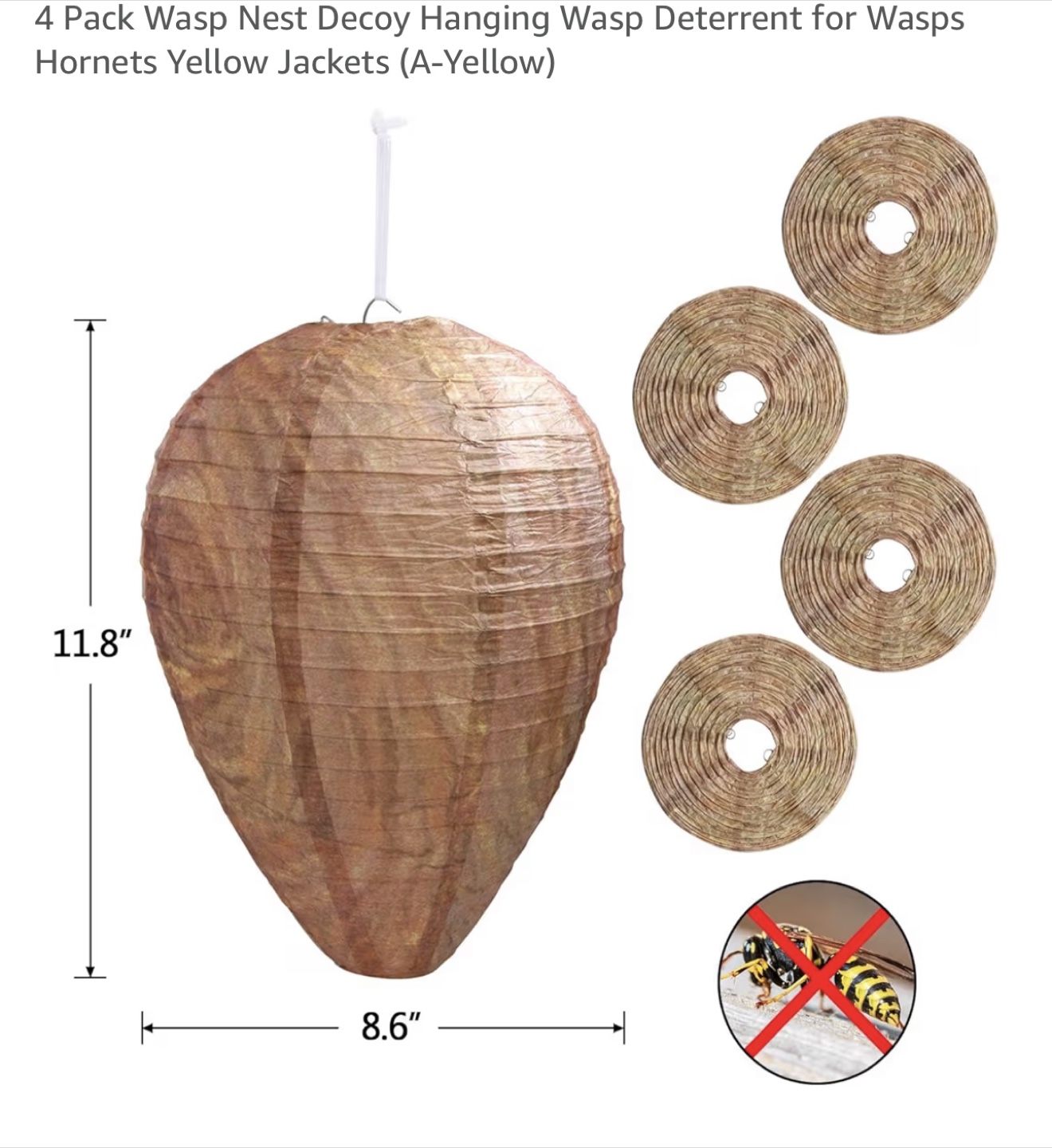 Wasp Nest Decoy - Deterrent for Hornets & Yellow Jackets