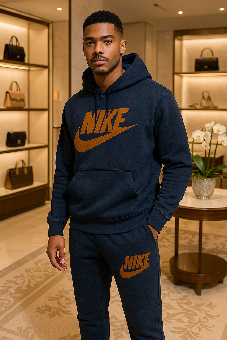 Nike Hoodie and Sweatpants Set - Navy Blue