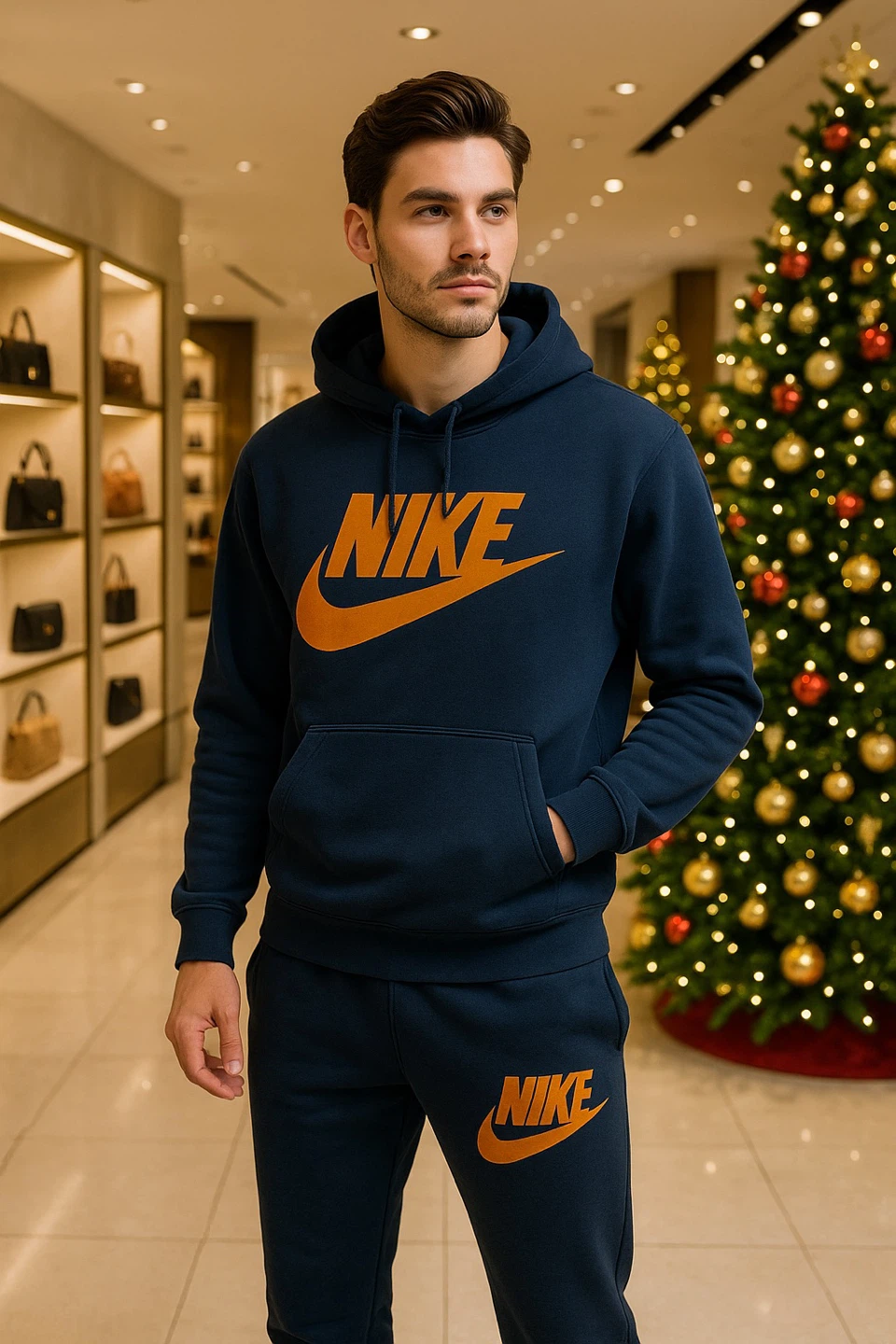 Nike Hoodie and Sweatpants Set - Navy Blue - photo 4