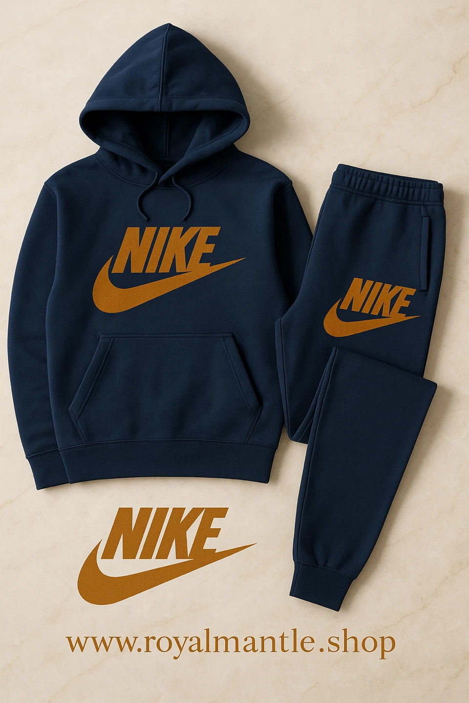 Nike Hoodie and Sweatpants Set - Navy Blue - photo 3