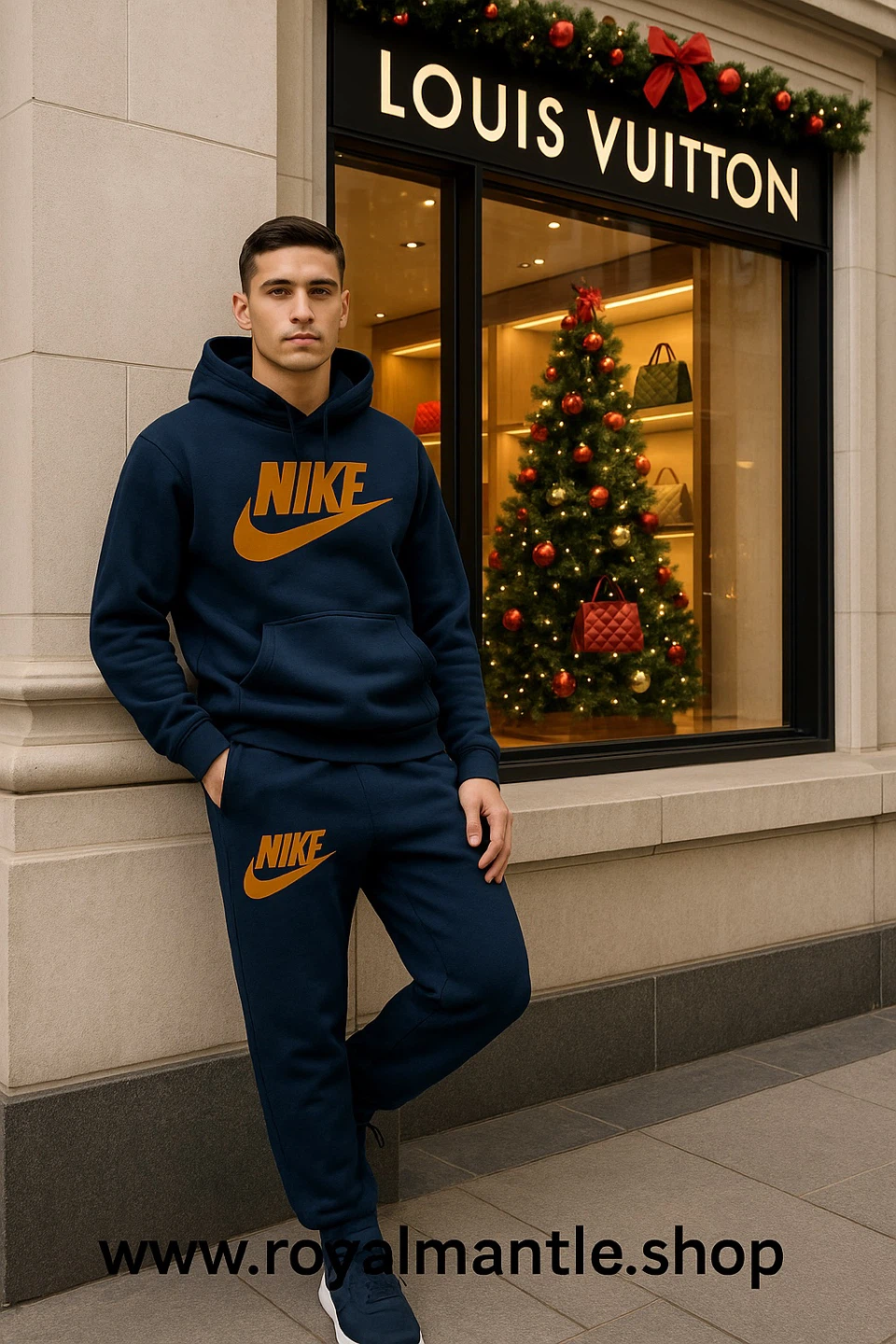 Nike Hoodie and Sweatpants Set - Navy Blue - photo 2