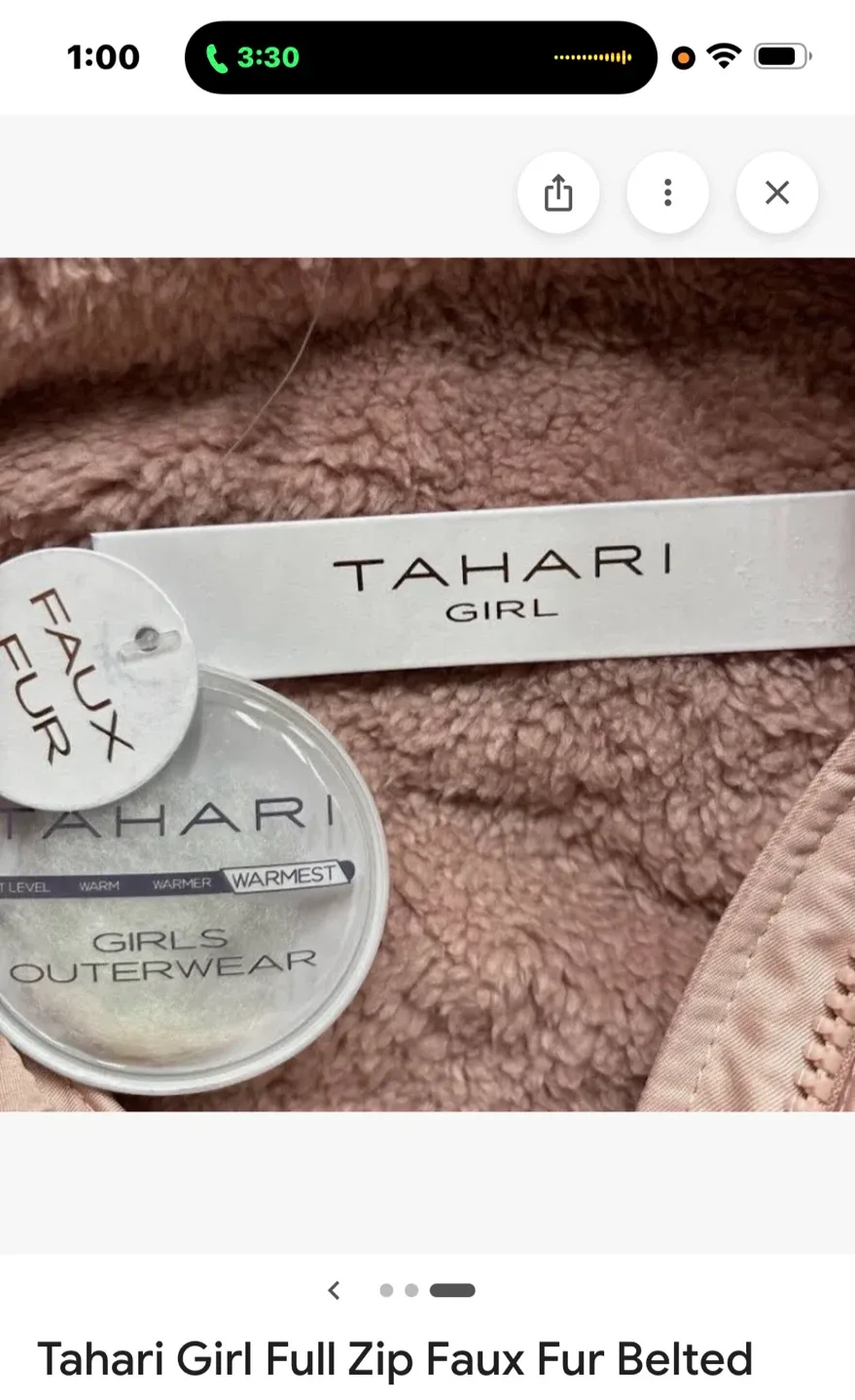 Tahari Girl Faux Fur Belted Puffer Jacket image indicator(2)