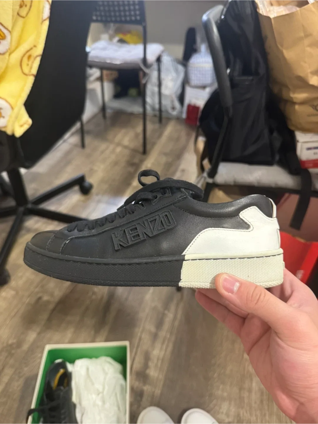 KENZO Black Leather Sneakers, Size 35 image indicator(3)