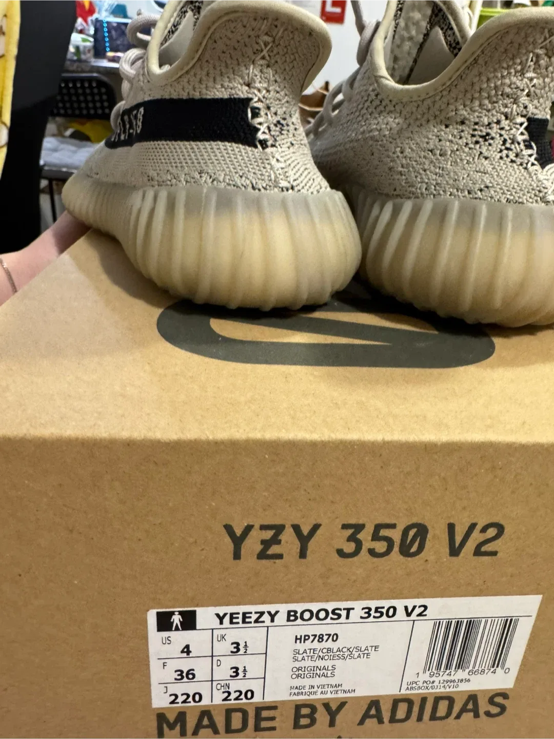 AUTHENTIC Adidas Yeezy Boost 350 V2 Slate Size 4 US image indicator(5)
