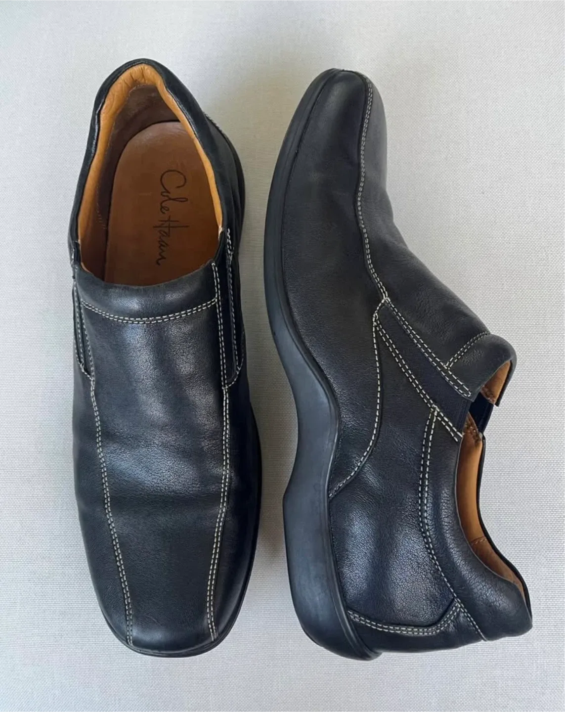 Cole Haan Black Leather Slip-On Shoes Men Size 11 image indicator(2)