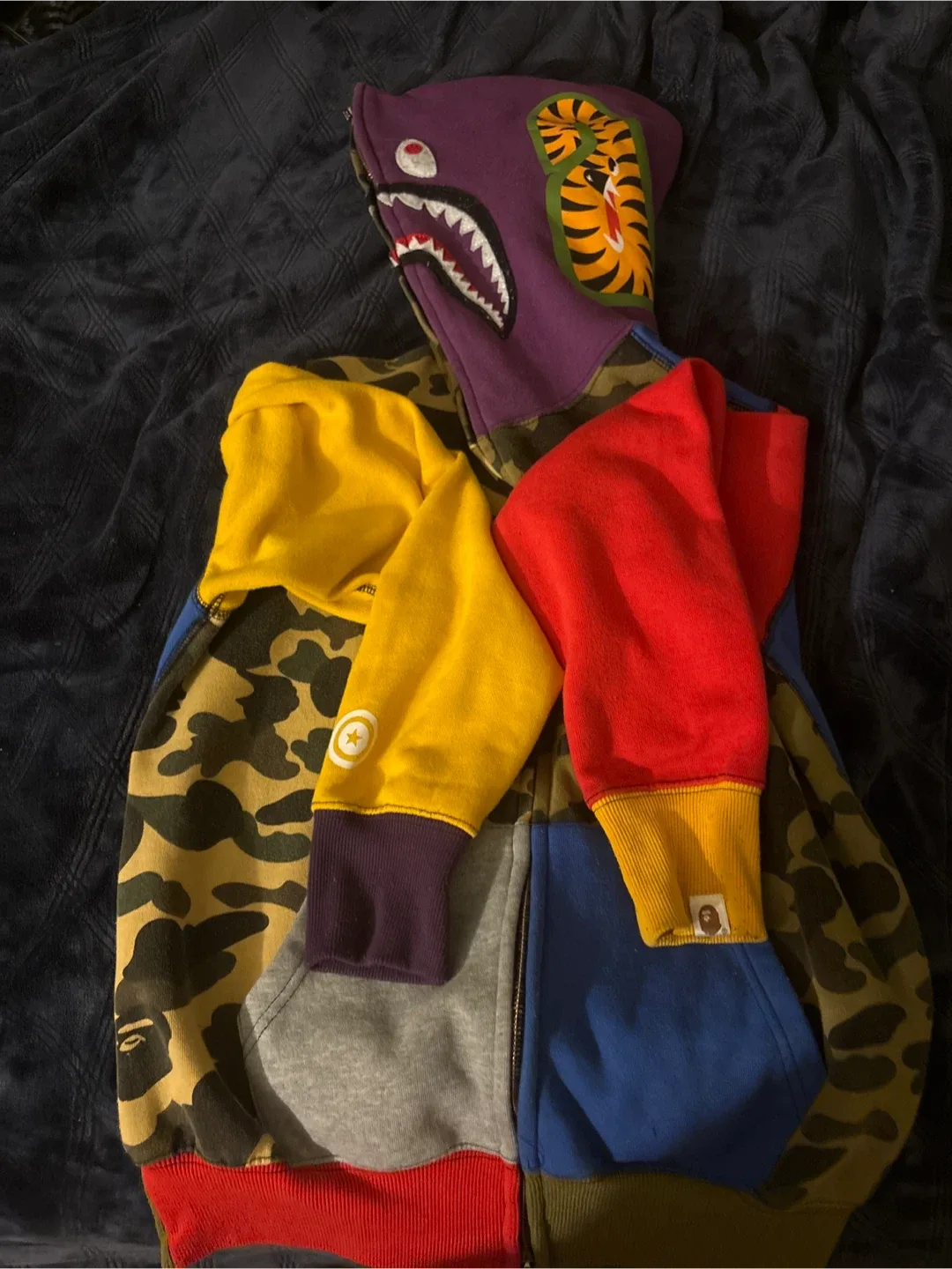 Bathing Ape Color Block Shark Hoodie
