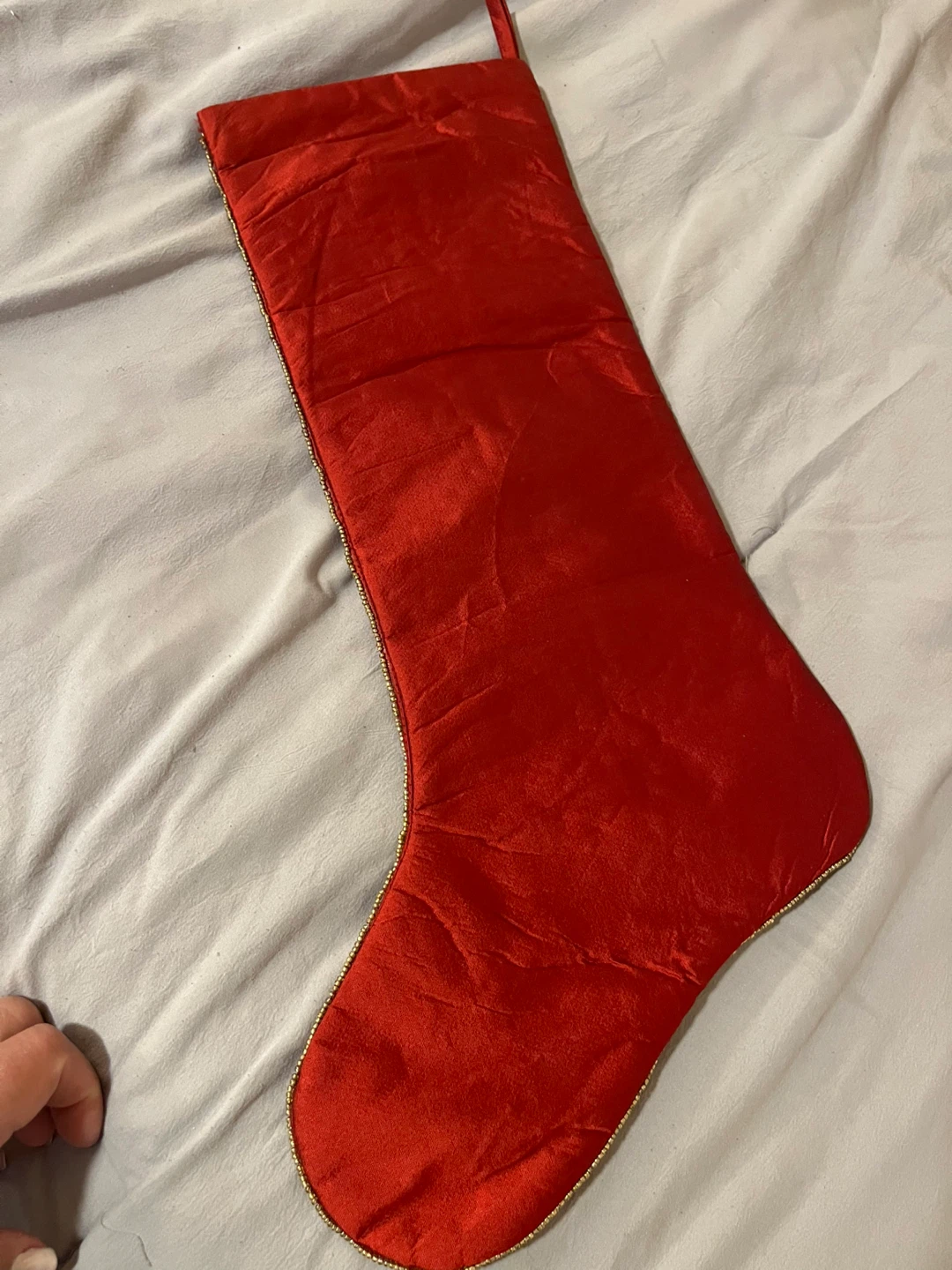 Red Beaded Christmas Stocking - photo 2