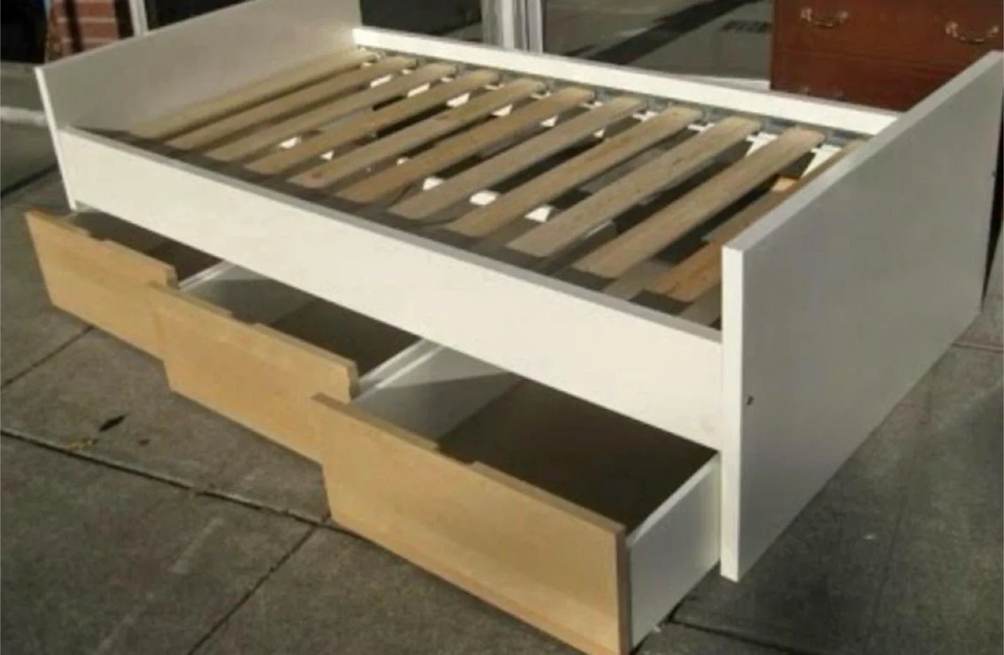 White Bed Frame with Storage Drawers