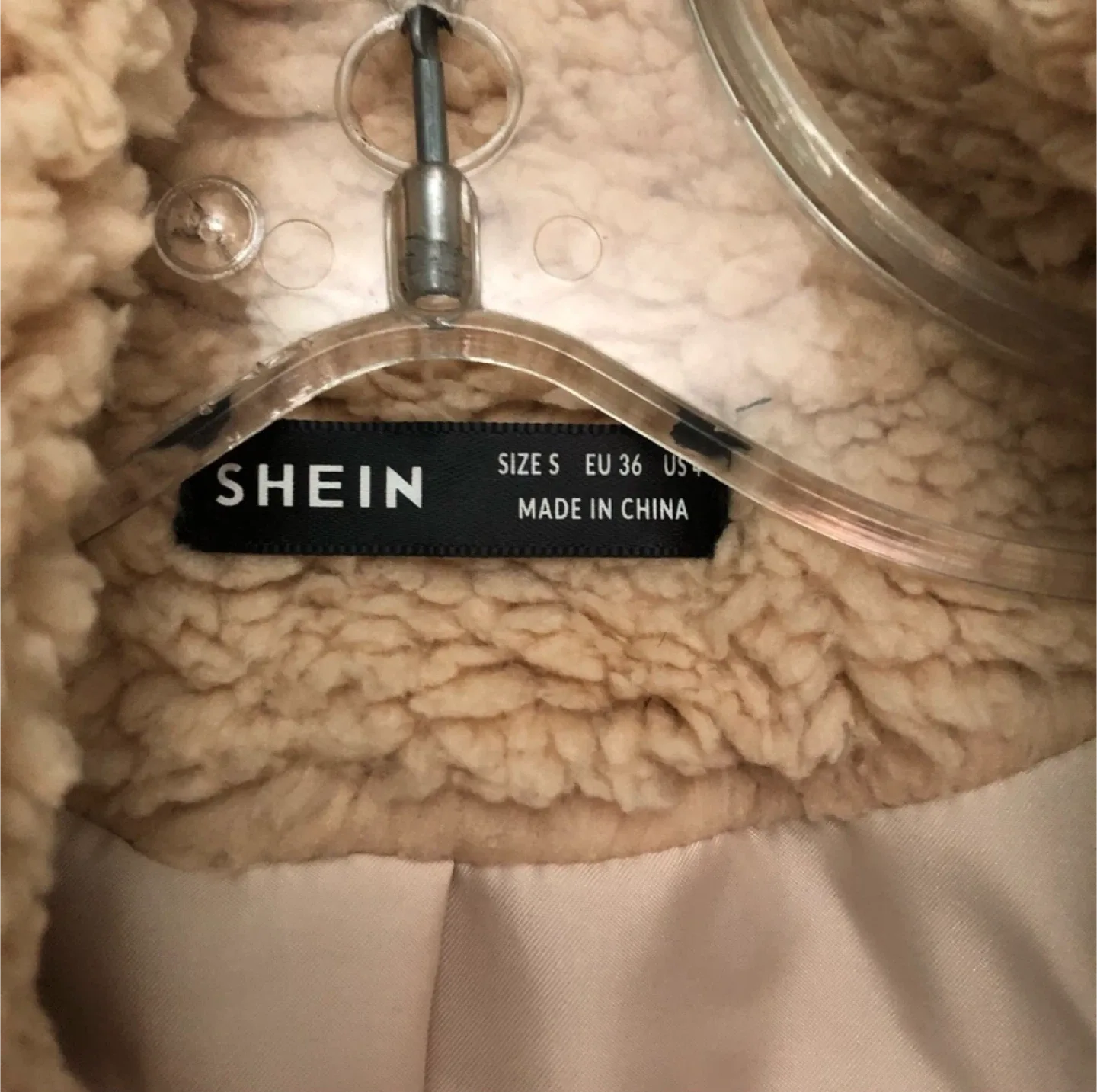 Shein Beige Teddy Coat Size S image indicator(3)