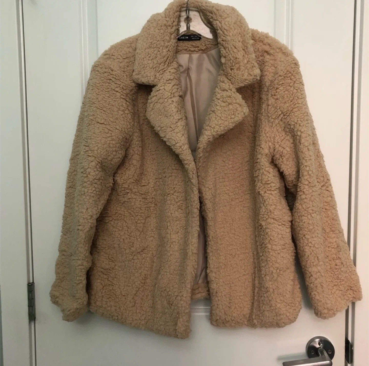 Shein Beige Teddy Coat Size S image indicator(2)