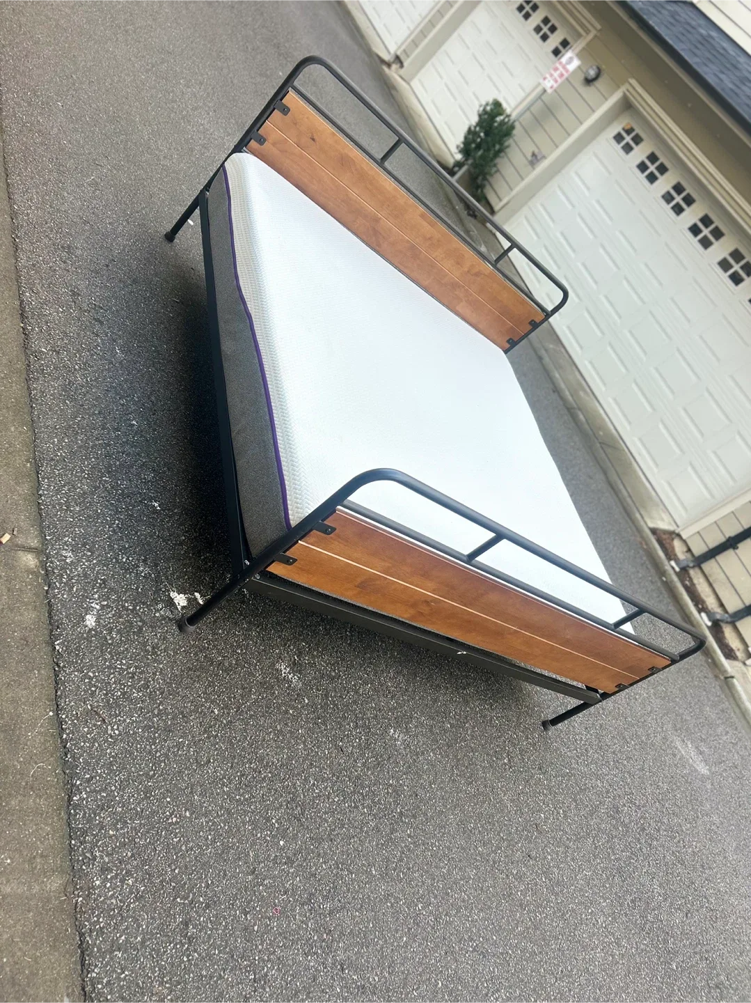 Wood and Metal Bed Frame and mattress