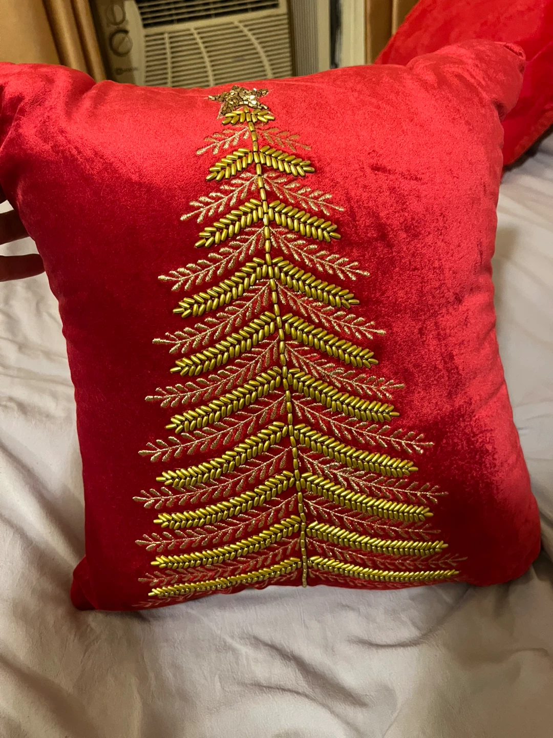 Red Velvet Decorative Christmas Pillow