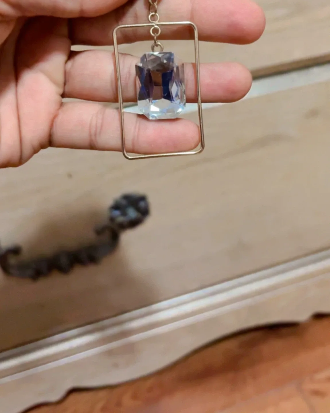 Gold Tone Rectangle Gemstone Earrings #Cleanout image indicator(3)