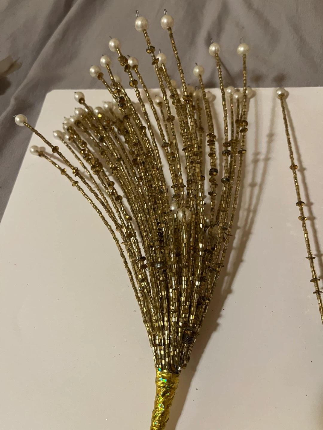 Gold & Pearl Floral Picks - Set of 2