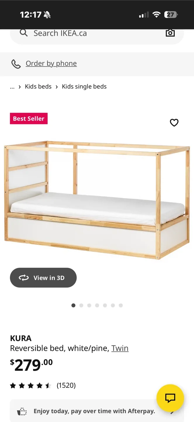 IKEA KURA Reversible Bed, White/Pine, Twin