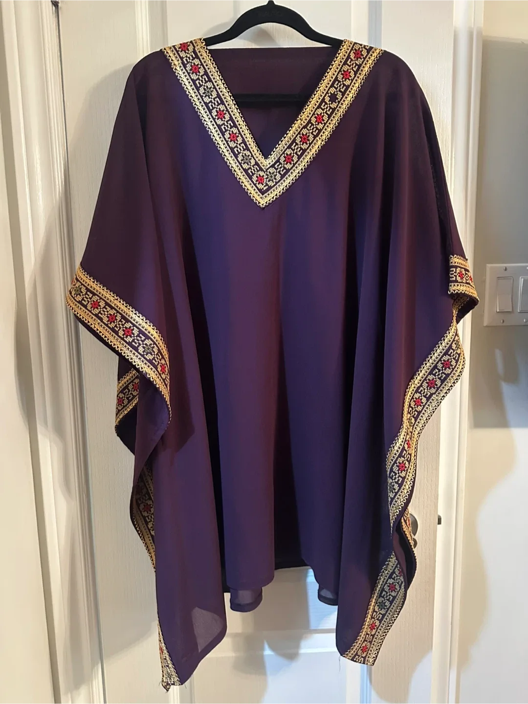 Purple Kaftan with Gold Embroidery