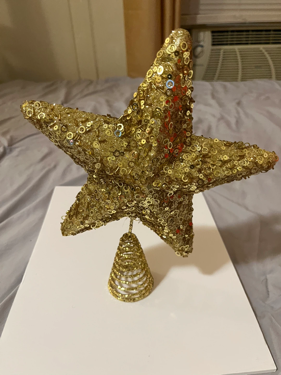 Gold Sequined Star Christmas Tree Topper