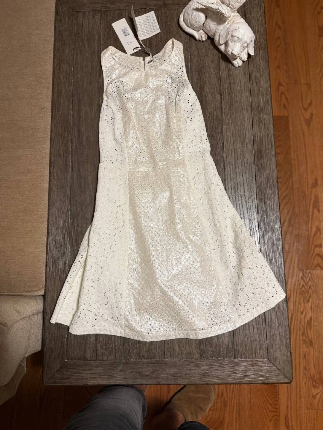 Suno White Sleeveless Eyelet Dress