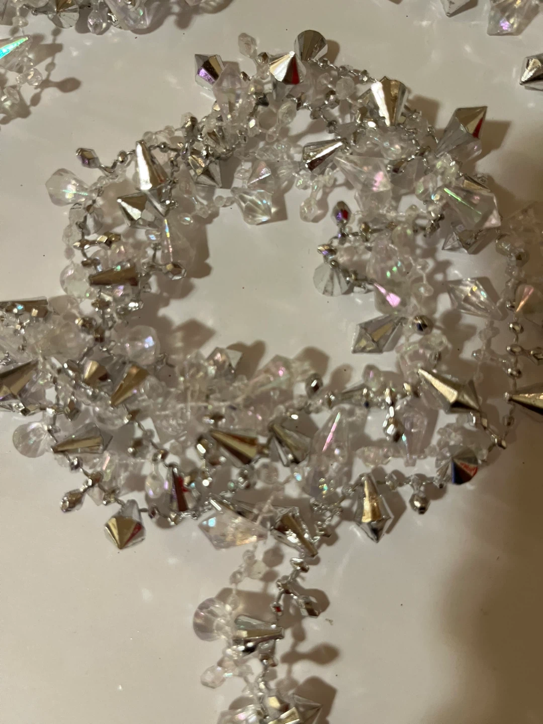 Kurt Adler Iridescent and Silver Beaded Acrylic Garland - 9 Feet
