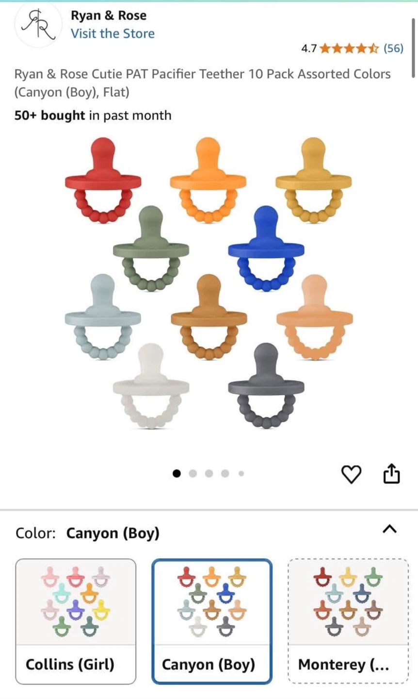 Ryan & Rose Cutie PAT Pacifier Teether 5-Pack (Canyon Boy)