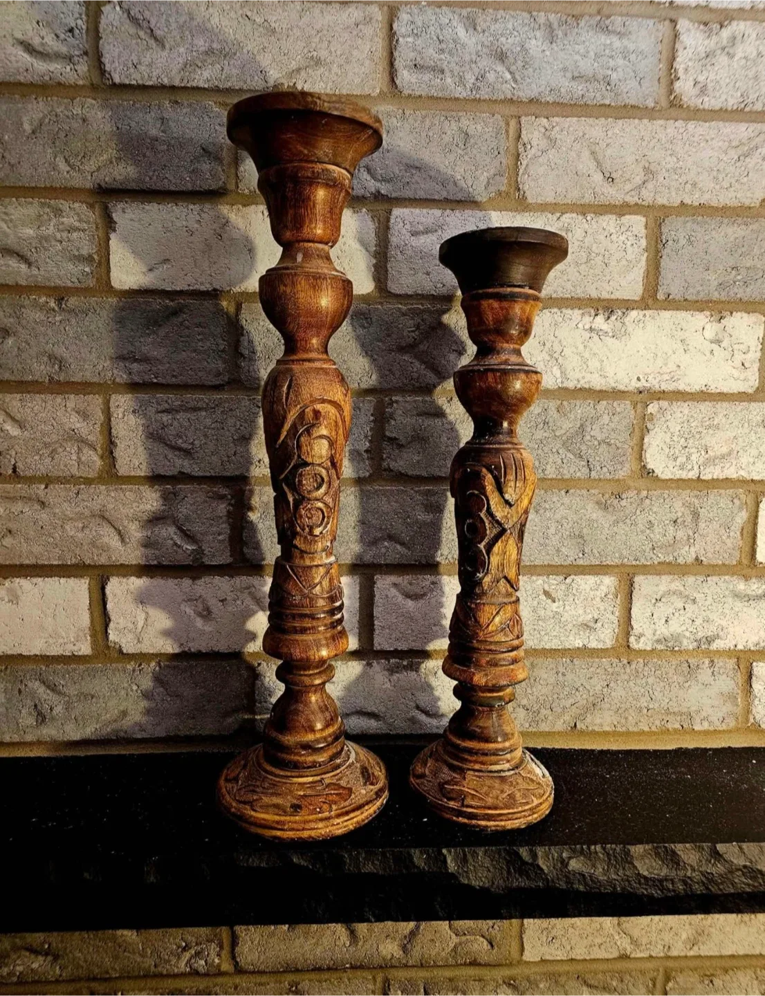 Wooden Candlestick Holders - Set of 2