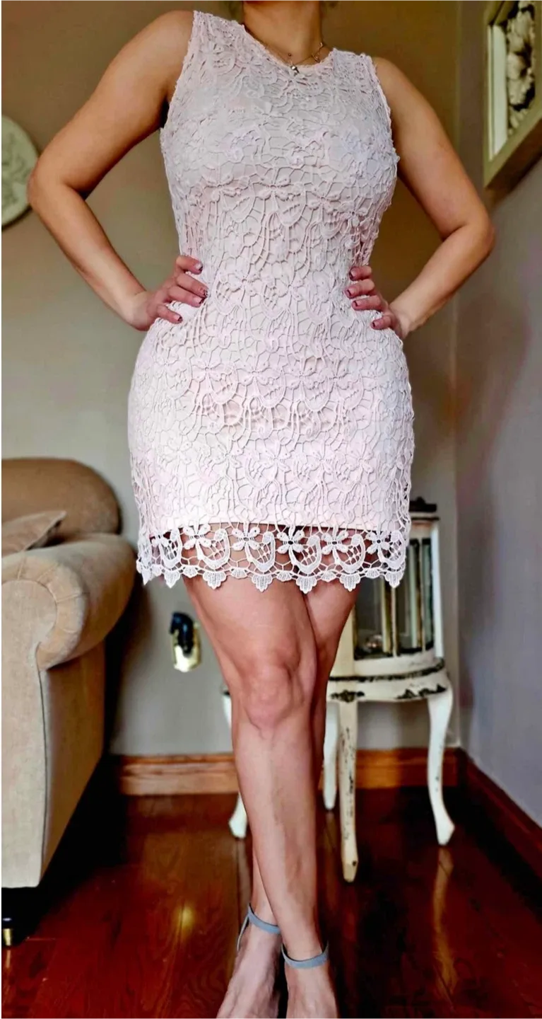 Lace Sleeveless Mini Dress - Pink