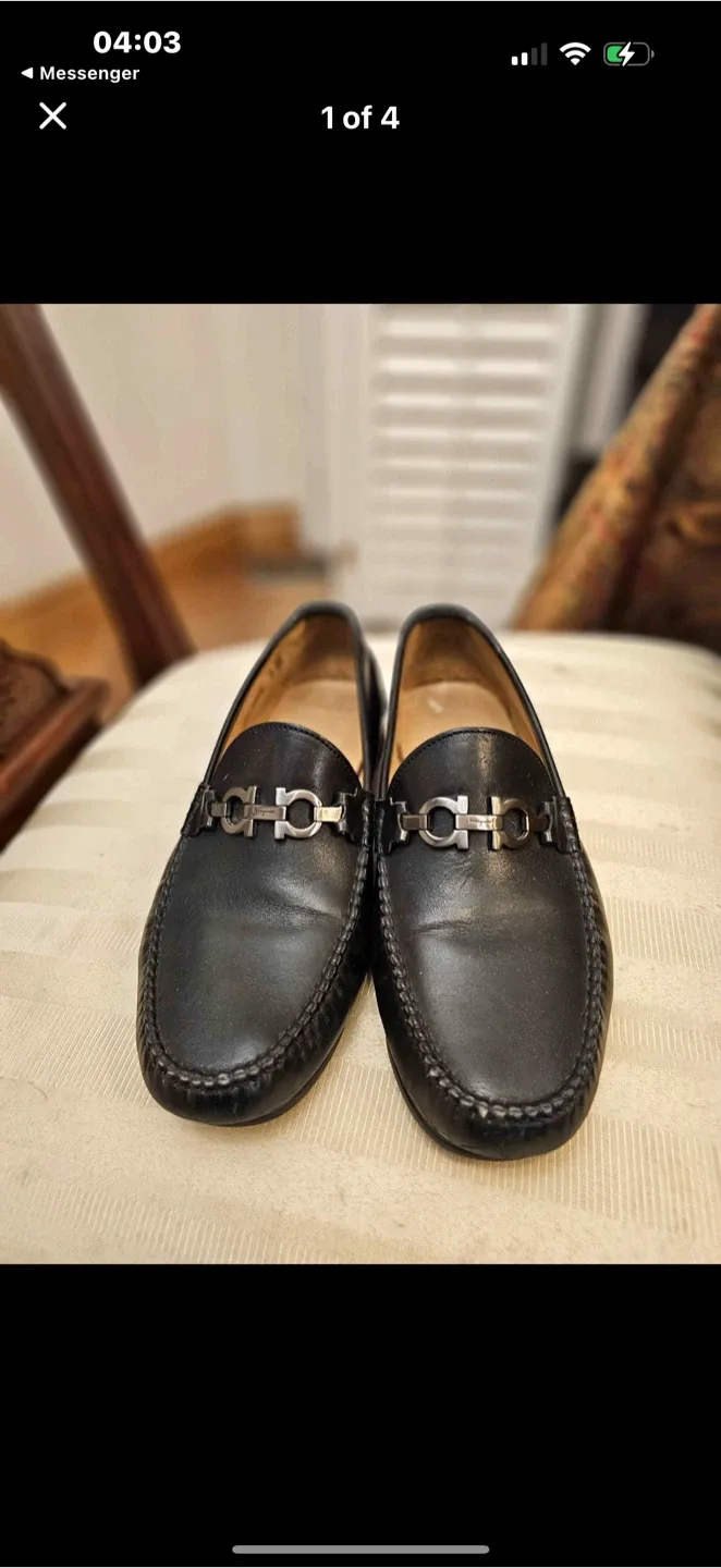 Salvatore Ferragamo Black Leather Loafers Size 7