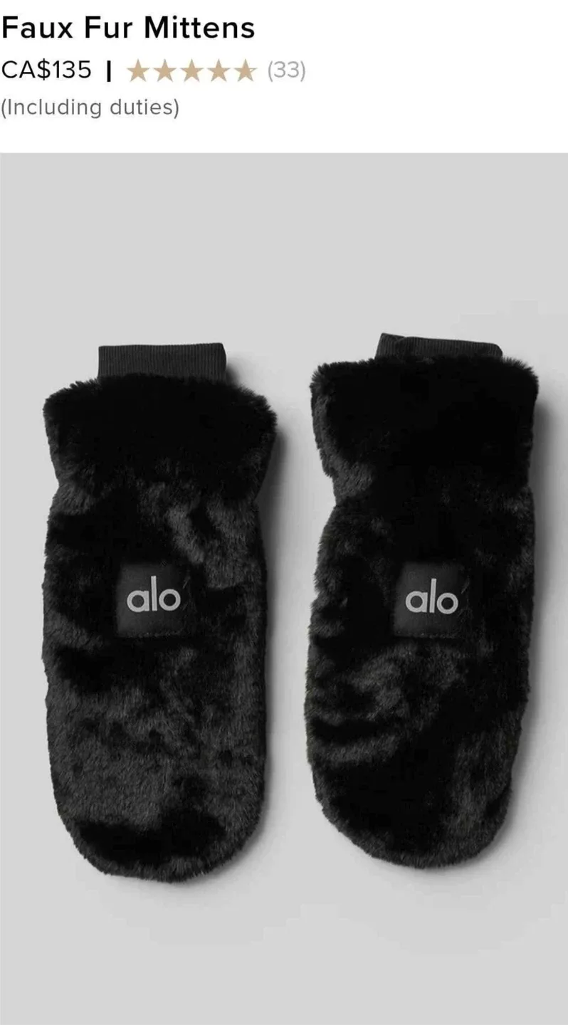 ALO Faux Fur Mittens - Black