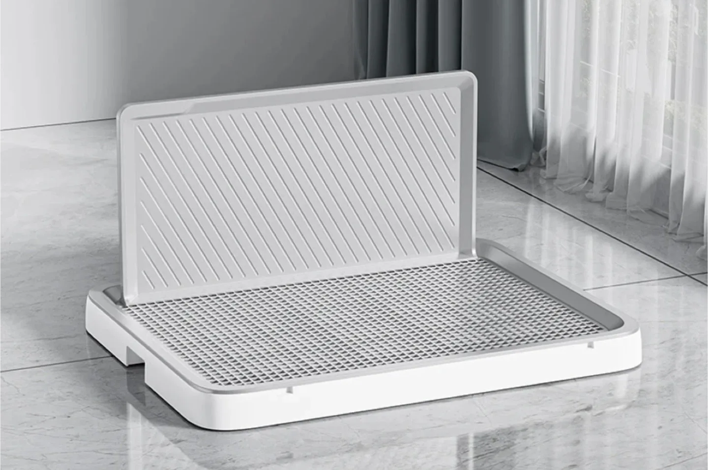 White dog training pee pad holder/tray