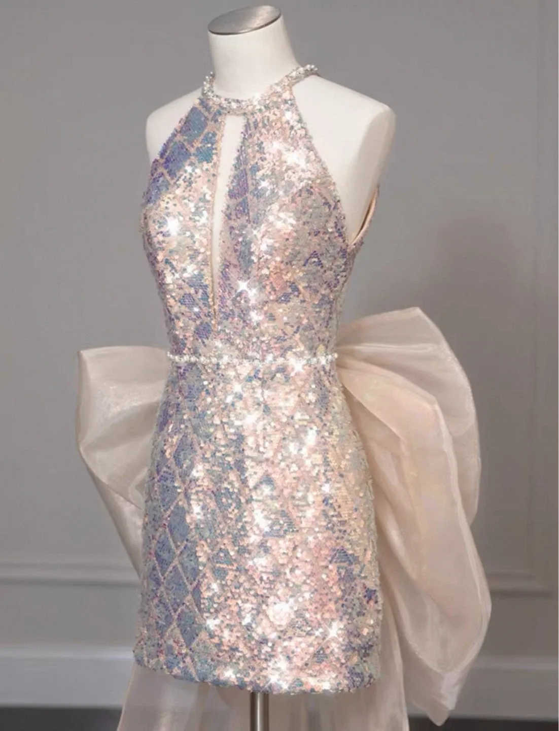 Sequin Mini Dress with Bow - Party Ready!