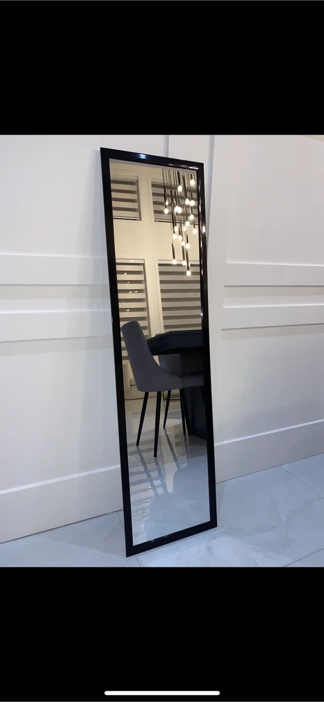 Slim 14”x49” Black Framed Mirror - Delivery Available!