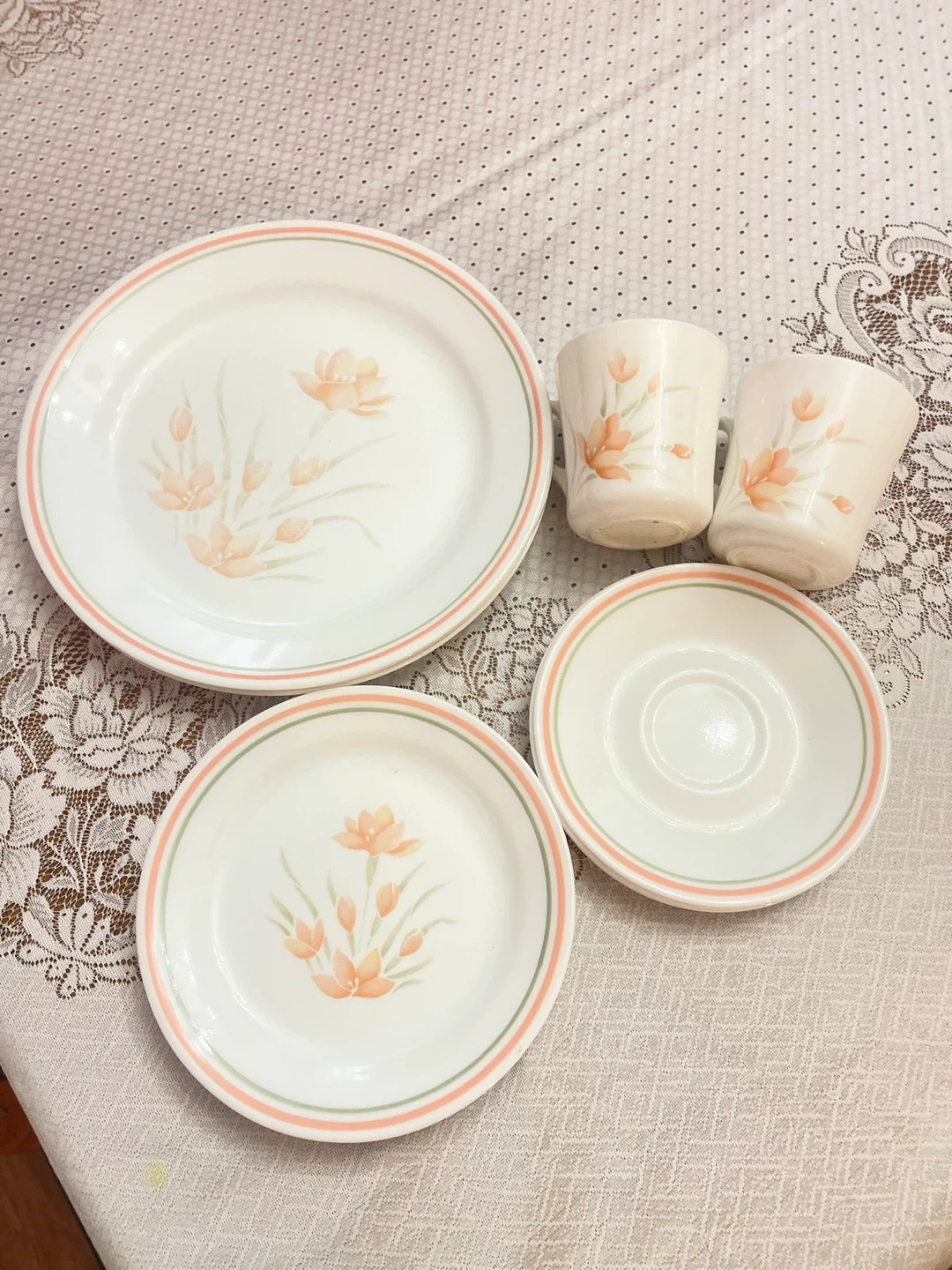 Corelle Peach Garland Dishes 12 pieces