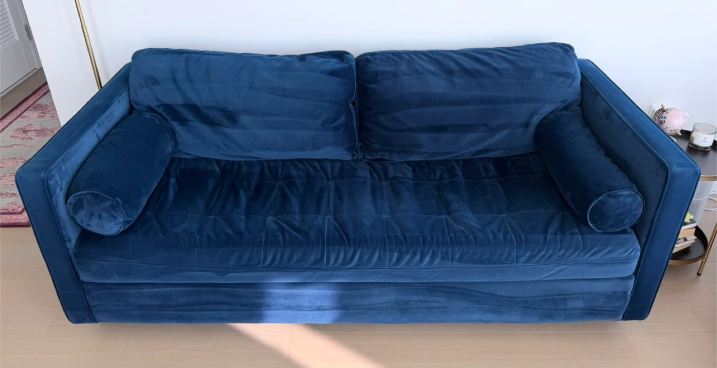 Blue Velvet Sofa Bed - photo 2