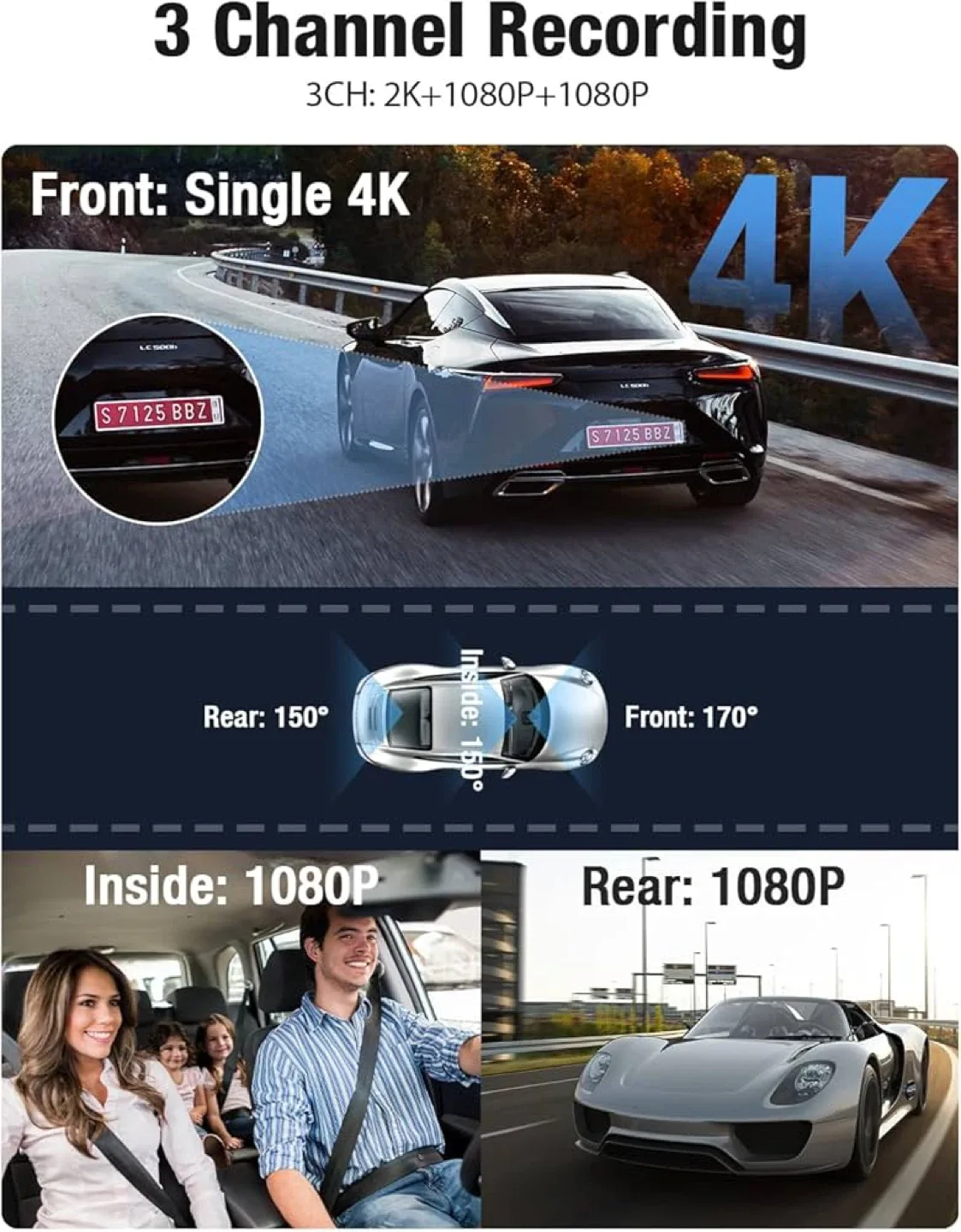 OMBAR 3 Channel 4K Dash Cam - New in Box! image indicator(3)