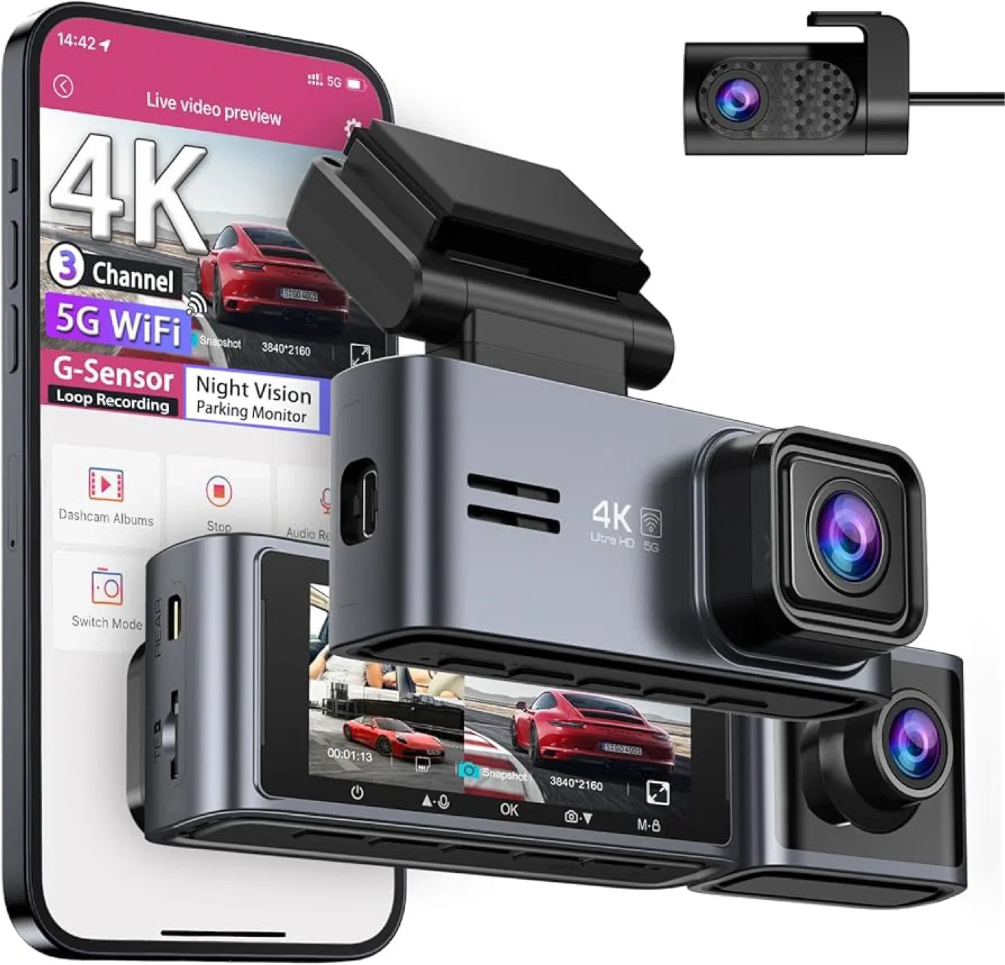 OMBAR 3 Channel 4K Dash Cam - New in Box!