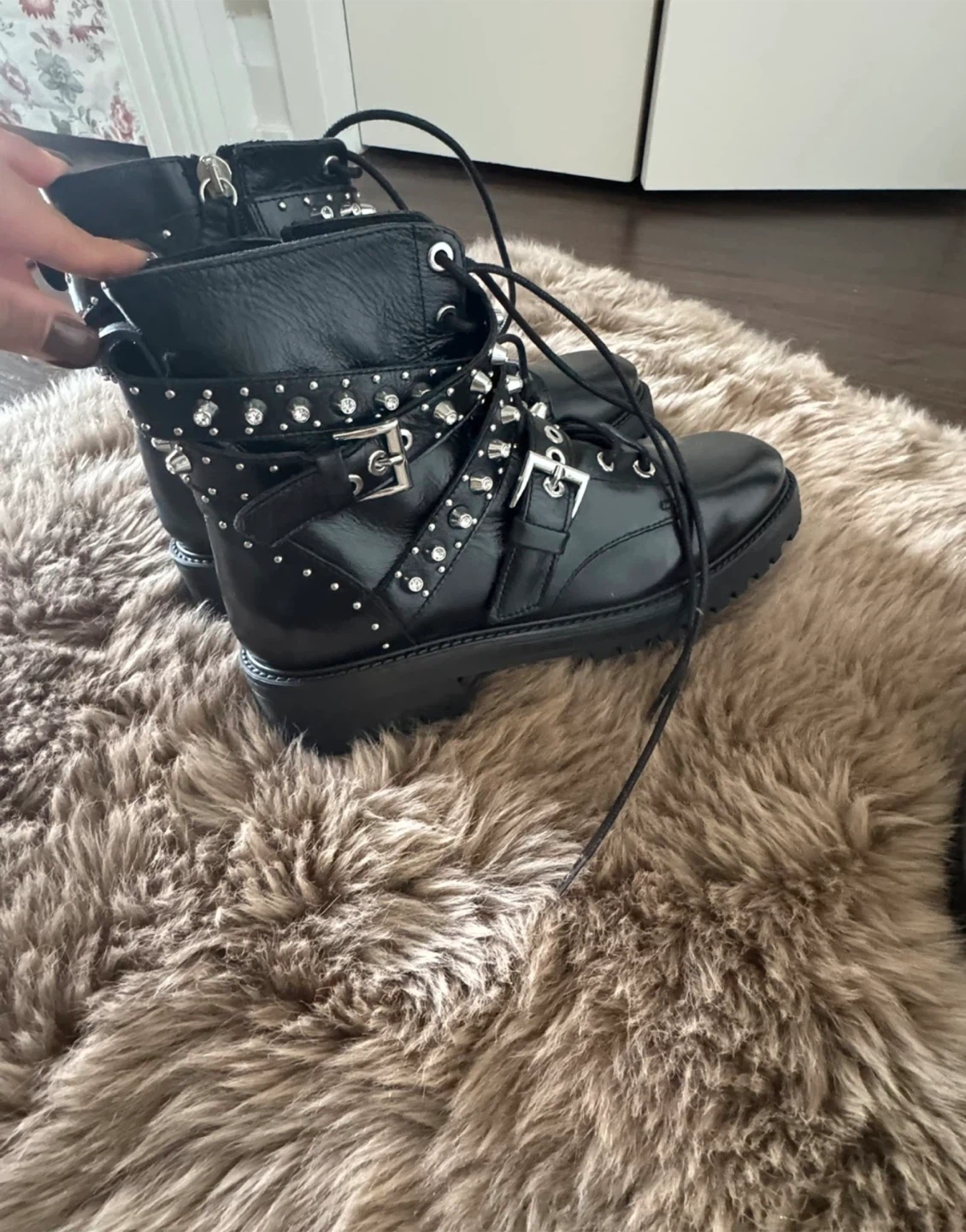 Black Studded Buckle Boots - photo 2