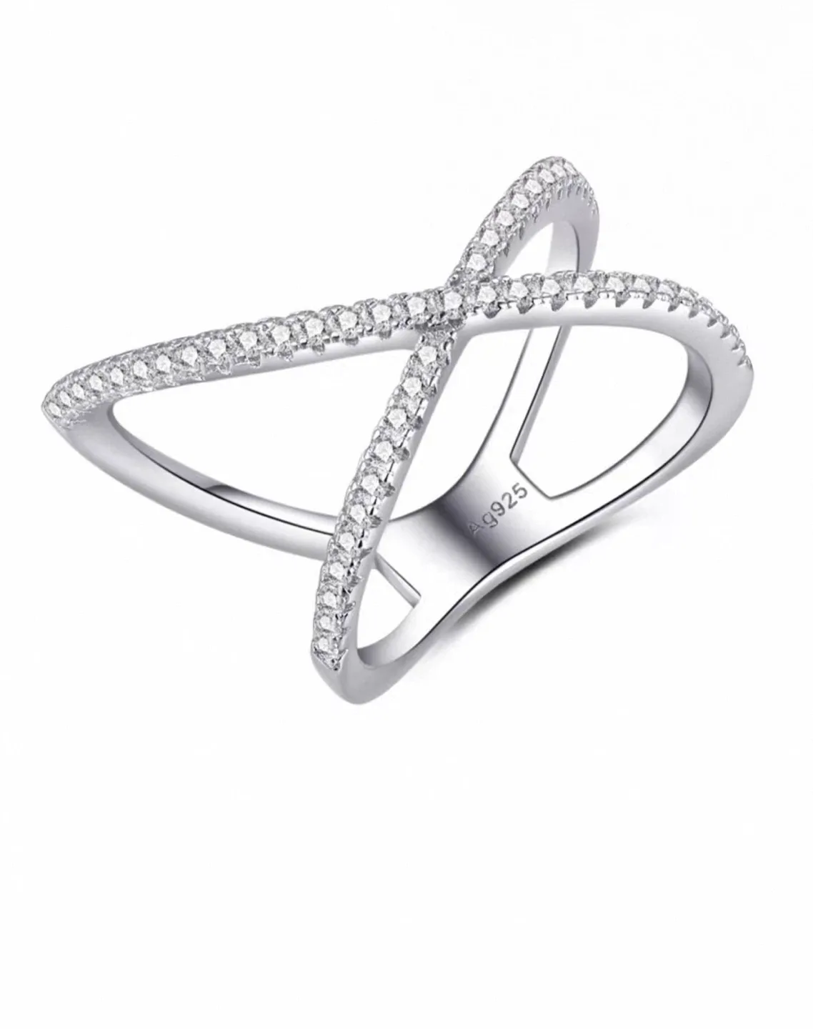 Silver Criss Cross Ring - Size 7