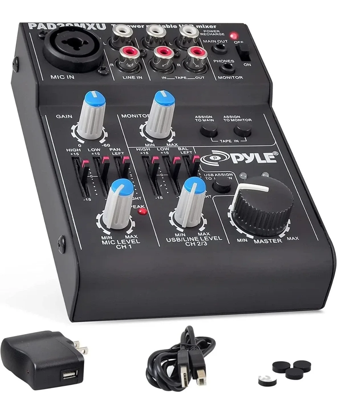 Pyle 5 Channel Professional Compact Audio Mixer w USB Interface