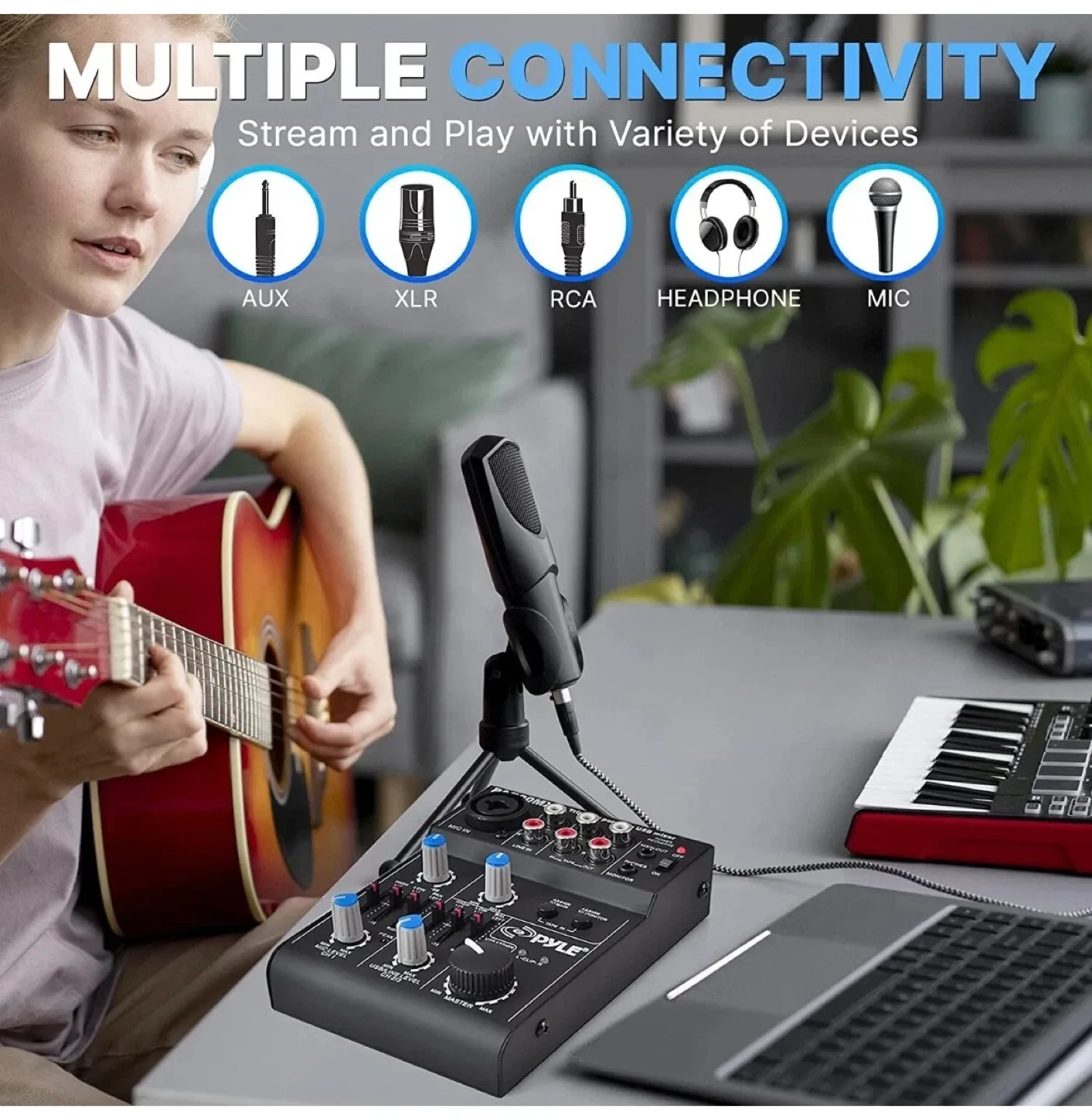 Pyle 5 Channel Professional Compact Audio Mixer w USB Interface image indicator(3)