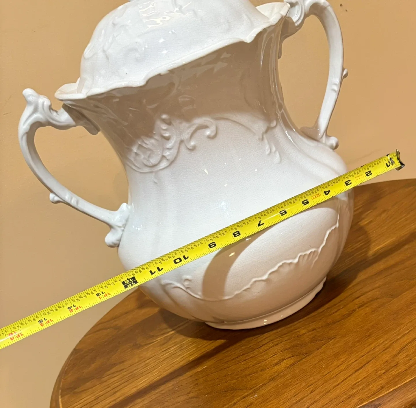 Antique Dresden White Porcelain Lidded Pitcher image indicator(6)