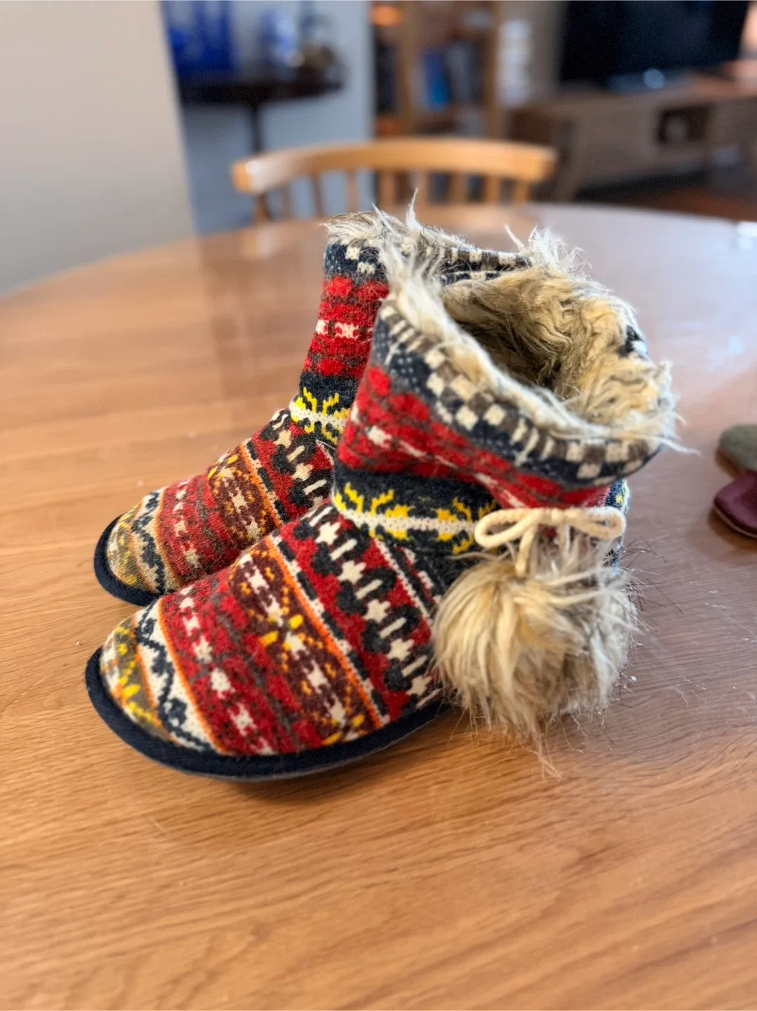 Rooster Colorful Knit Slipper Boots