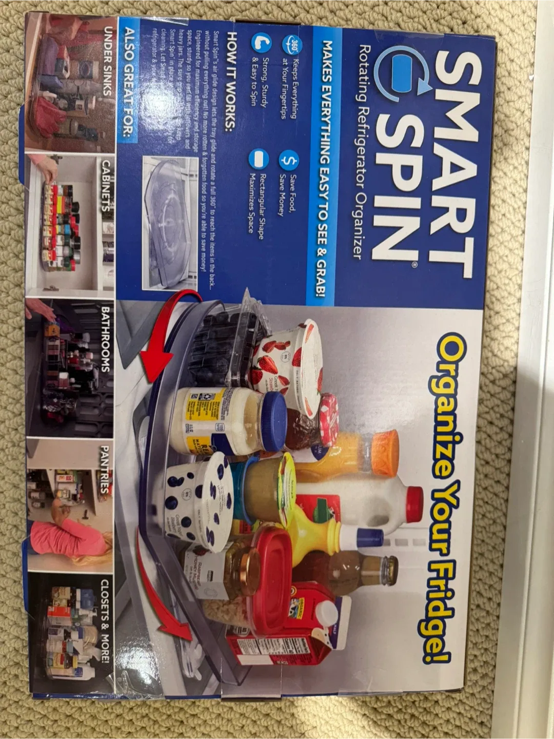 Smart Spin Rotating Refrigerator Organizer